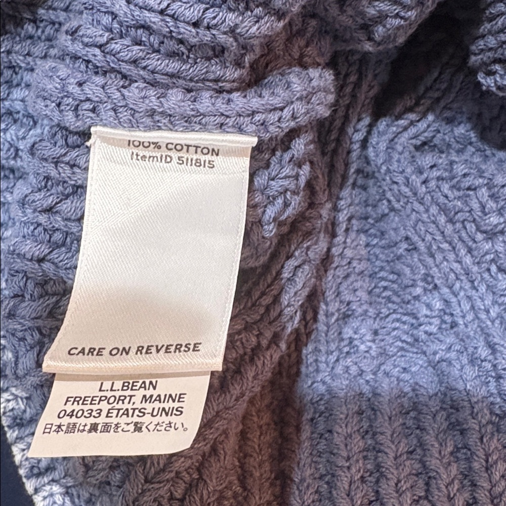L.L. Bean Women's Signature Cotton Fisherman Sweater, Short Cardigan sz XS - Picture 4 of 4